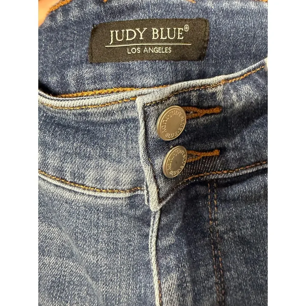 Judy Blue Dark Wash Wide Leg Stretch Jeans Sz 9/29 Boho Casual Preppy - Picture 4 of 7